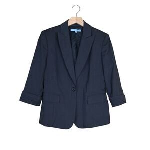 Antonio Melani  3/4 Sleeve Button Front Lined Blazer in Charcoal Gray Women's 6